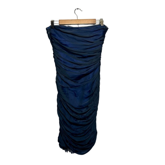 DIANE VON FURSTENBERG Blue & Black Sheer Lace Silk Sleeveless Dress Size 6 - Picture 2 of 9